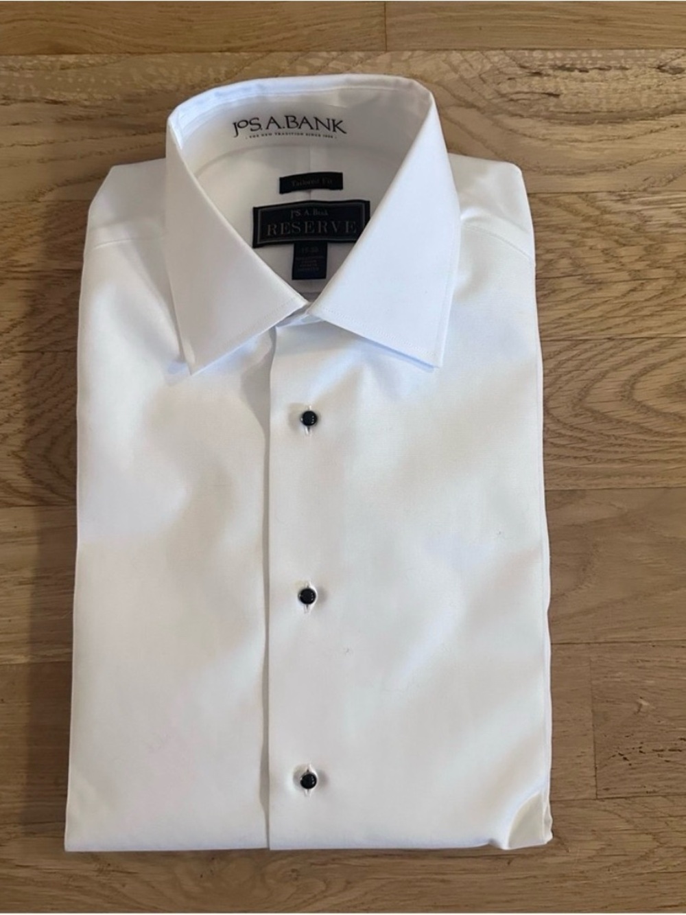 Jos. A. Bank White Dress Shirt with Black Buttons